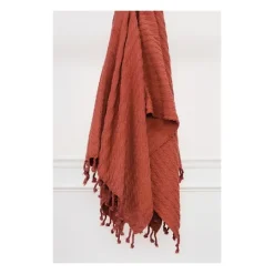Kirkland's Home Rust Cable Knit Tassel Throw- Blankets & Throws