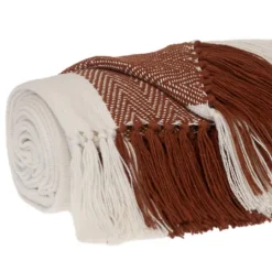 Kirkland's Home Rust Chalet Striped Fringe Throw- Blankets & Throws