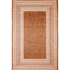 Kirkland's Home Rust Linear Macy Indoor/Outdoor Area Rug, 7X9- Outdoor Rugs