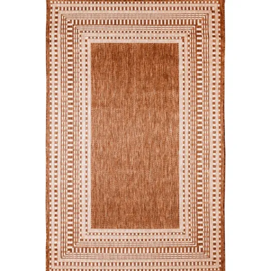 Kirkland's Home Rust Linear Macy Indoor/Outdoor Area Rug, 7X9- Outdoor Rugs