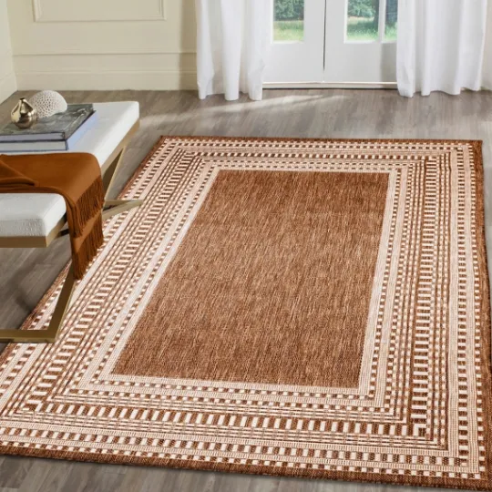 Kirkland's Home Rust Linear Macy Indoor/Outdoor Area Rug, 7X9- Outdoor Rugs