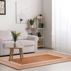Kirkland's Home Rust Linear Macy Indoor/Outdoor Area Rug, 6X9- Outdoor Rugs