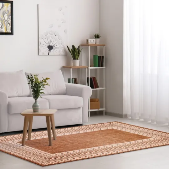 Kirkland's Home Rust Linear Macy Indoor/Outdoor Area Rug, 6X9- Outdoor Rugs
