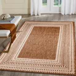 Kirkland's Home Rust Linear Macy Indoor/Outdoor Area Rug, 6X9- Outdoor Rugs