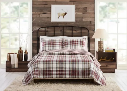 Kirkland's Home Rust Plaid Camden Full/Queen 3-Pc. Quilt Set- Quilts