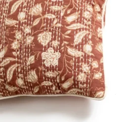 Kirkland's Home Rust Stitched Blossoms Pillow- Pillows
