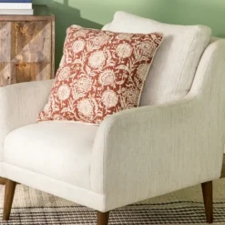 Kirkland's Home Rust Stitched Blossoms Pillow- Pillows