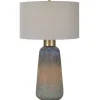 Kirkland's Home Rusted Blue Embossed Ceramic Table Lamp- Table Lamps