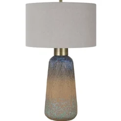 Kirkland's Home Rusted Blue Embossed Ceramic Table Lamp- Table Lamps