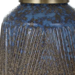 Kirkland's Home Rusted Blue Embossed Ceramic Table Lamp- Table Lamps