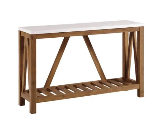 Kirkland's Home Rustic A-Frame Marble And Walnut Console Table- Console Tables