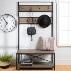 Kirkland's Home Rustic Driftwood Hall Tree- Entryway Furniture