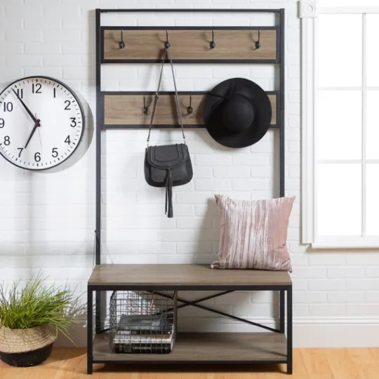 Kirkland's Home Rustic Driftwood Hall Tree- Entryway Furniture