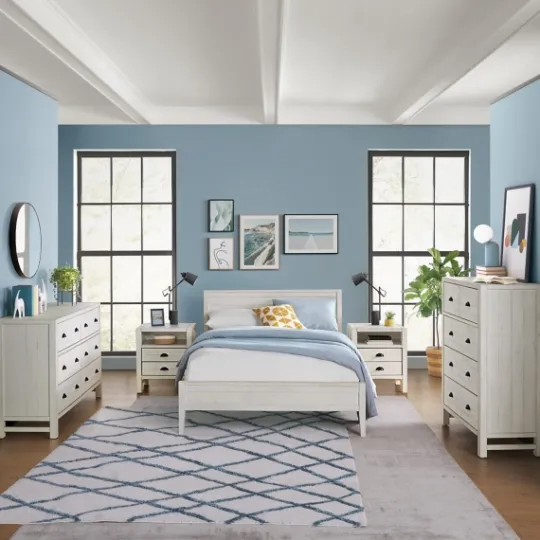 Kirkland's Home Rustic Eggshell Wood Panel Full Bed Frame- Beds & Headboards