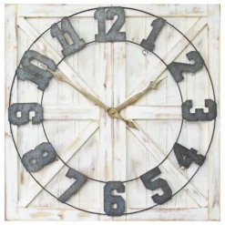 Kirkland's Home Rustic Farmhouse White Square Wall Clock- Clocks
