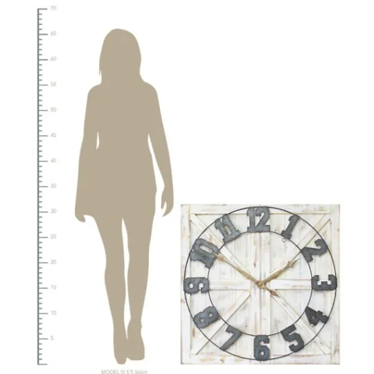 Kirkland's Home Rustic Farmhouse White Square Wall Clock- Clocks