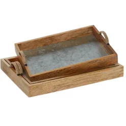 Kirkland's Home Rustic Galvanized 3-Pc. Decorative Tray Set- Decorative Trays