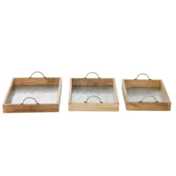 Kirkland's Home Rustic Galvanized 3-Pc. Decorative Tray Set- Decorative Trays