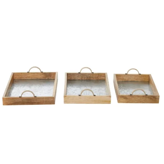 Kirkland's Home Rustic Galvanized 3-Pc. Decorative Tray Set- Decorative Trays