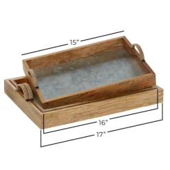 Kirkland's Home Rustic Galvanized 3-Pc. Decorative Tray Set- Decorative Trays