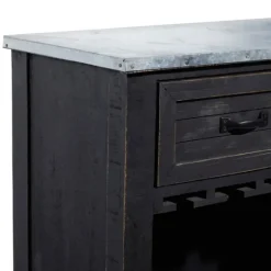 Kirkland's Home Rustic Galvanized Top Wine Cabinet- Cabinets & Sideboards