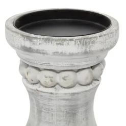 Kirkland's Home Rustic Gray Carved 3-Pc. Candle Holder Set- Candle Holders