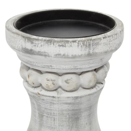 Kirkland's Home Rustic Gray Carved 3-Pc. Candle Holder Set- Candle Holders
