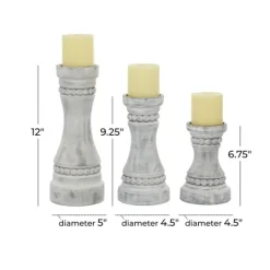 Kirkland's Home Rustic Gray Carved 3-Pc. Candle Holder Set- Candle Holders