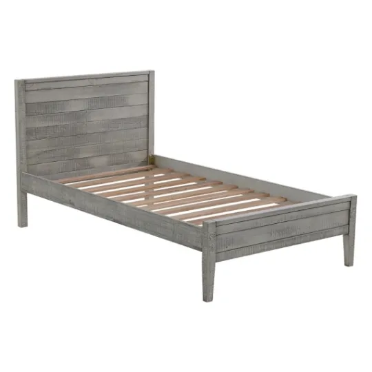 Kirkland's Home Rustic Gray Pine Panel Twin Bed Frame- Beds & Headboards