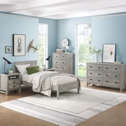 Kirkland's Home Rustic Gray Pine Panel Twin Bed Frame- Beds & Headboards
