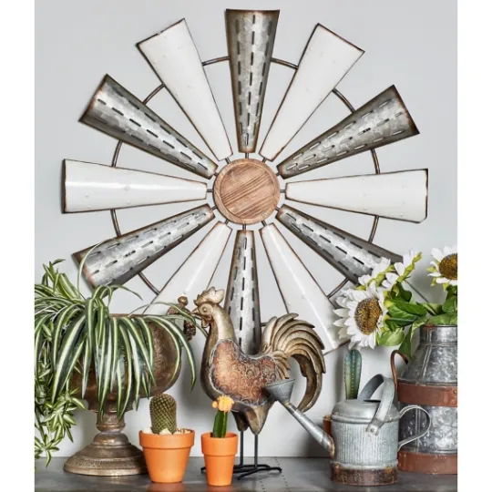Kirkland's Home Rustic Metal Windmill Wall Plaque- Wall Plaques