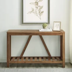 Kirkland's Home Rustic Oak A-Frame Console Table- Console Tables