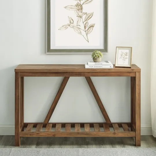 Kirkland's Home Rustic Oak A-Frame Console Table- Console Tables