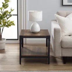 Kirkland's Home Rustic Oak Angle Iron Accent Tables, Set Of 2- Accent & End Tables