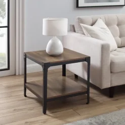 Kirkland's Home Rustic Oak Angle Iron Accent Tables, Set Of 2- Accent & End Tables
