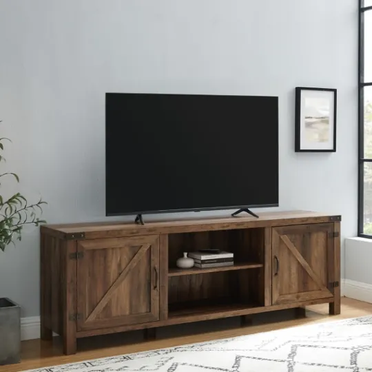 Kirkland's Home Rustic Oak Barn Door Tv Stand- Tv Stands & Media Consoles