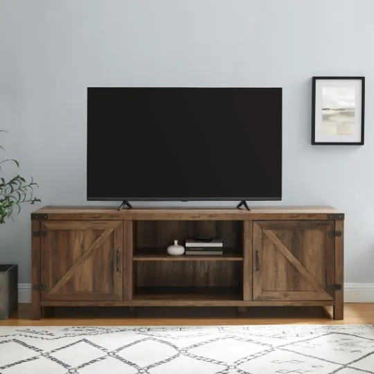 Kirkland's Home Rustic Oak Barn Door Tv Stand- Tv Stands & Media Consoles