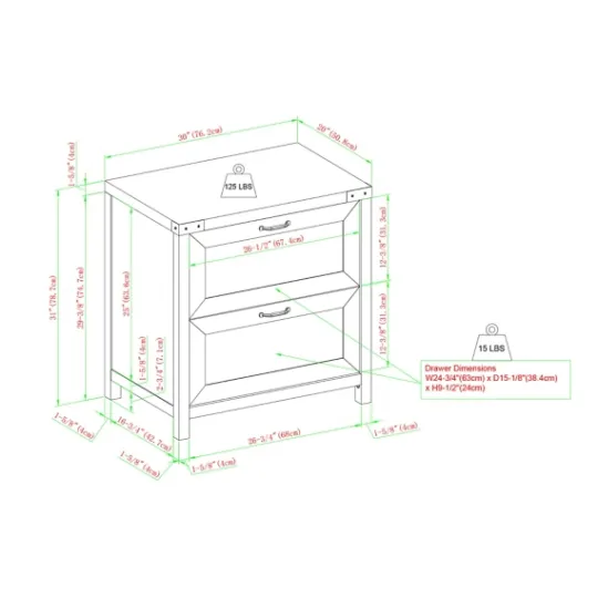 Kirkland's Home Rustic Oak 2-Drawer Wood File Cabinet- Office Furniture