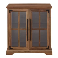 Kirkland's Home Rustic Oak Finish Window Pane Cabinet- Cabinets & Sideboards