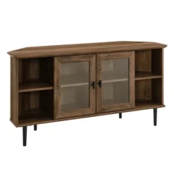 Kirkland's Home Rustic Oak Glass Door Corner Tv Stand- Tv Stands & Media Consoles