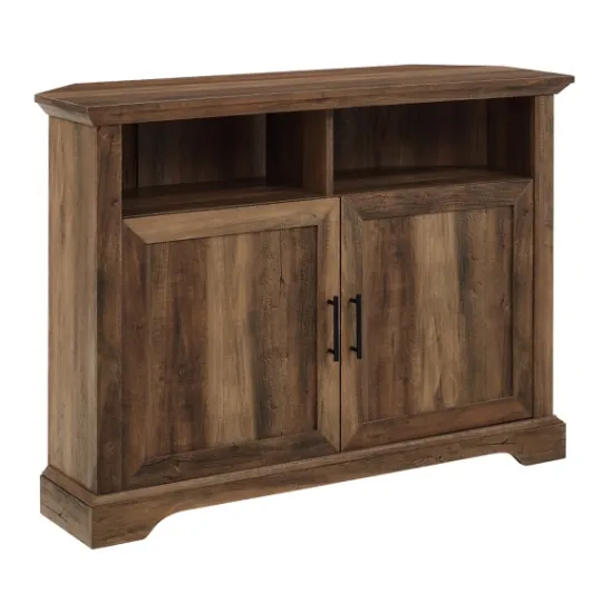 Kirkland's Home Rustic Oak Grooved Door Corner Tv Stand- Tv Stands & Media Consoles