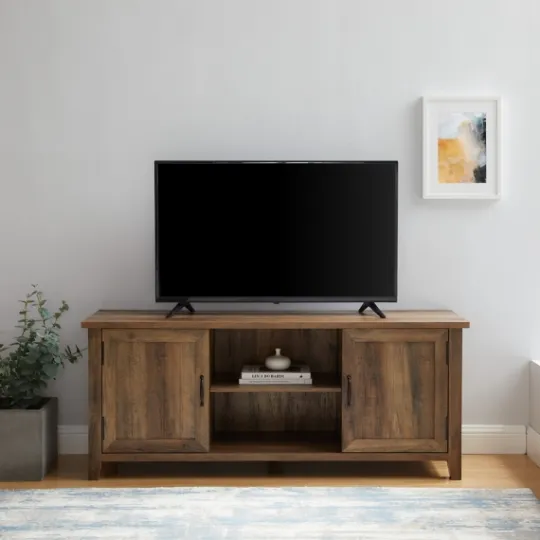 Kirkland's Home Rustic Oak Grooved Door Tv Stand- Tv Stands & Media Consoles