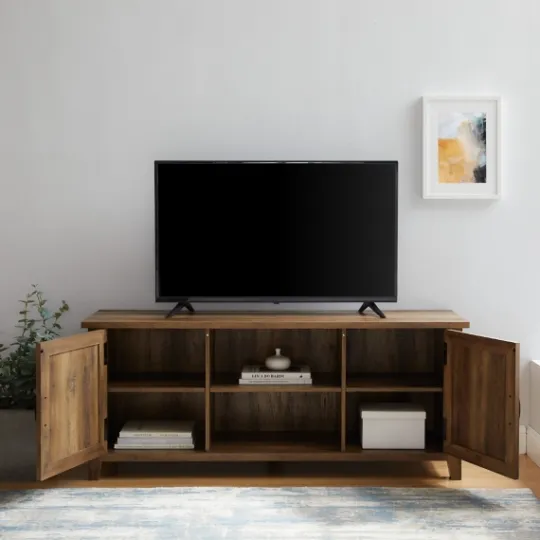 Kirkland's Home Rustic Oak Grooved Door Tv Stand- Tv Stands & Media Consoles
