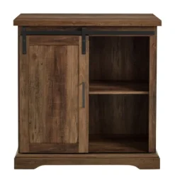 Kirkland's Home Rustic Oak Grooved Sliding Barn Door Cabinet- Cabinets & Sideboards