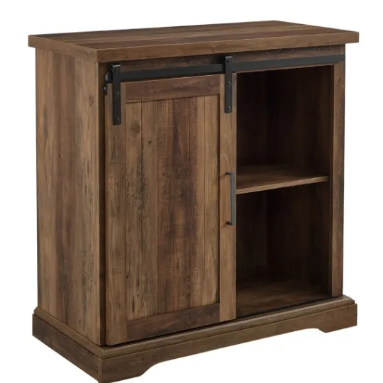Kirkland's Home Rustic Oak Grooved Sliding Barn Door Cabinet- Cabinets & Sideboards