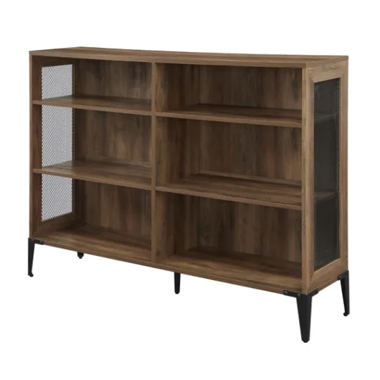 Kirkland's Home Rustic Oak Mesh Accent Bookshelf- Entryway Furniture