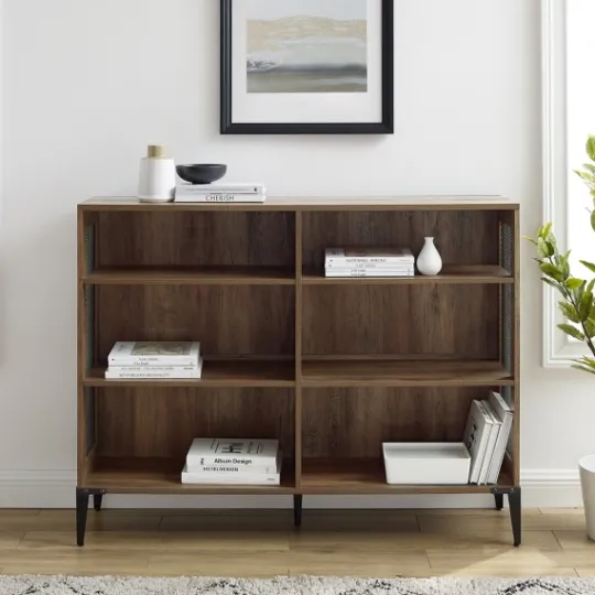 Kirkland's Home Rustic Oak Mesh Accent Bookshelf- Entryway Furniture