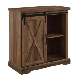 Kirkland's Home Rustic Oak Sliding Barn Door Cabinet- Cabinets & Sideboards