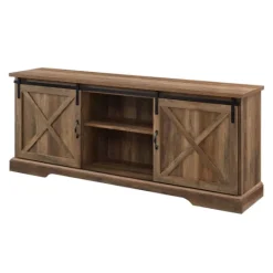 Kirkland's Home Rustic Oak Sliding Barn Door Tv Stand- Tv Stands & Media Consoles