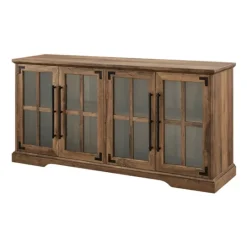 Kirkland's Home Rustic Oak Window 4-Door Tv Stand- Tv Stands & Media Consoles